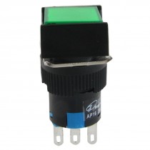 AC 220V 5A Green Square Cap Momentary Push Button Switch