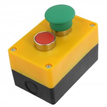 AC 240V 3A Green Mushroom Red Momentary Push Button Switch Station 1 N/O 1 N/C