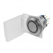 220V Blue Lamp 6 Pins Waterproof Cover Push Button Switch