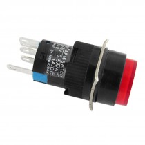Red Black DC 24V Momentary Press Button Switch w Lamp 