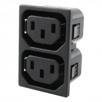 AC 250V 10A IEC 320 C20 Male Panel Outlet Duplex Power Socket Black