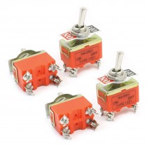 ON-OFF DPST 4 Screw Pin Rocker Type Toggle Switch AC 250V 15A E-TEN1221 4pcs