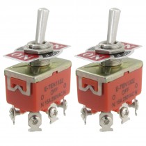 2 Pcs AC 250V 15A 3 Position 2P2T DPDT 6 Screw Terminals Toggle Switch 11.8mm Ho