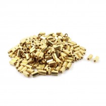 200PCS M3 x 8mm Female Thread Gold Tone Brass Standoff Hexagonal Spacer