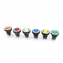 AC220V 22mm Thread 6 Colors Light SPDT Momentary Plastic Push Button Switch 6Pcs
