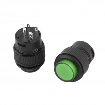 2 Pcs R16-503 16mm Self-Locking Green LED Light Indicator Push Button Switch