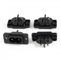 4 Pieces AC 250V 10A IEC320 C8 Screw Mount Inlet Plug Power Socket Black