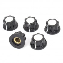 5 Pcs Adjustable Turn 16mm Top 6mm Shaft Insert Dia Potentiometer Rotary Knobs