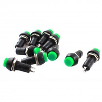 10Pcs SPST Type Momentary Control Green Push Button Switch AC 250V 3A