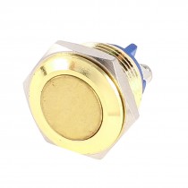 Momentary SPST 16mm Thread Dia Stainless Steel Flat Head Push Button Switch