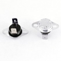 2 Pcs 100 Celsius 250V 10A Plastic Thermostat Switch Black Silver Tone