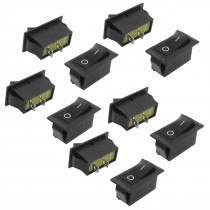 10 Pcs 2 Pin SPST On/Off Rocker Switch AC 6A 250V Black Hhutd