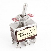 DPDT ON/ON 2 Way 6 Screw Terminals Toggle Switch 15A AC 250V