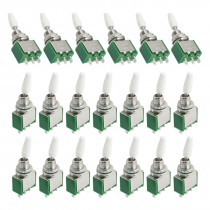 SPDT 2 Position Self-Locking Rocker Type Toggle Switch AC 250V 2A Green 20pcs