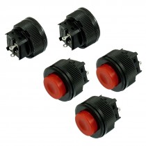5 x Latching SPST Red Round Cap Push Button Switch AC 1A 250V