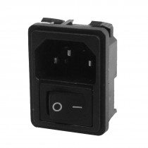 Black Panel Mount Rocker Switch IEC320 C14 Plug Power Socket AC 250V 10A