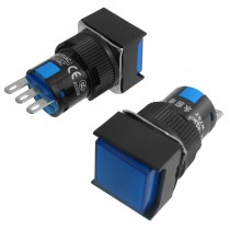 2 x 3P 1NO 1NC Momentary Blue Square Push Button Switch AC 220V 5A