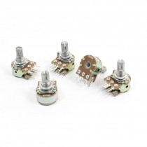 5 Pcs 500K Ohm Knurled Shaft Adjust Double Linear Potentiometers AC 250V