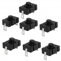 7 Pcs 250VAC 1.5A Vertical 2 Pins Latching Torch Push Button Switch