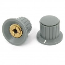 2 Pcs 4mm Shaft Insert Dia Brass Tone Core Potentiometer Control Knobs Gray