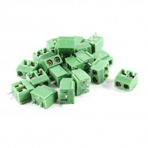 20 Pcs 2P 5mm Spacing PCB Mount Screw Terminal Block Connector 250V 8A AWG14 26