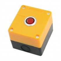 SPDT 5-Pin Momentary Red Light Yellow Plastic Case Push Button Control Station