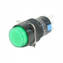AC 220V 5A SPDT 1NO 1NC 3 Pins Momentary Green Push Button Switch 16mm