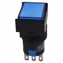 AC 250V 3A Momentary 3 Pins NO NC Blue Rectangle Push Button Switch