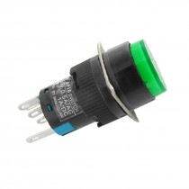 AC 250V Momentary Push Switch Control DC 24V Lamp Green Cap
