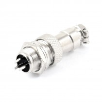 Silver Tone 12mm Thread Aviation Connector Plug 3P 3 Pin 5A AC 200V