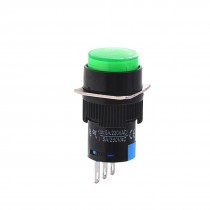 Green Round Cap Three Pins Non-locking Type Push Button Switch 250V 5A
