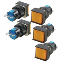 5 Pcs AC 250V 5A Pabel Mount 1NO 1NC Orange Latching 16mm Push Button Switch