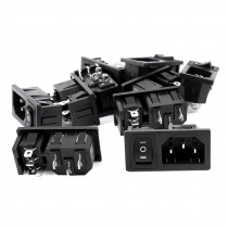 10Pcs 3 Position 3P SPST Rocker Switch IEC320 C14 Inlet Power Socket AC 10A 250V
