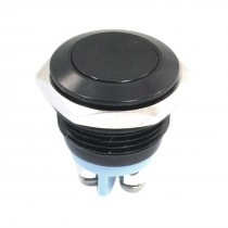 16mm Mounting Dia Momentary SPST Black Flat Head Push Button Switch