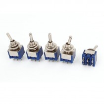 5 Pcs AC 125V 2A 6 Terminals On/Off/On 3 Position DPDT Toggle Switch