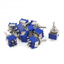 10pcs On/On SPDT 6 Terminals Mini Latching Button Switch AC 125V/6A