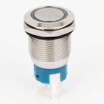 18.9mm AC 250V 5A Red LED Light Stainless Momentary Push Button Switch 1NO 1NC