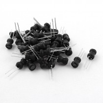 50Pcs 22uH 1.2A 6x8mm 10% Tolerance Shielded Radial Lead Inductor Black