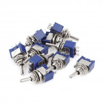 10pcs On/On SPDT 3 Terminals Mini Latching Button Switch AC 125V/6A