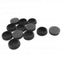 12 Pcs Black Plastic 50mm Dia Round Tubing Pipe Insert Caps Covers