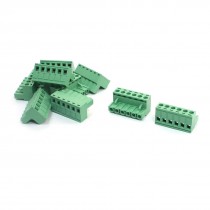 300V 16A 5.08mm Pitch 6P Pluggable Type Green Screw Terminal Block 10 Pcs