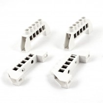 4 Pcs 5 Holes Ground Wire Row Copper Tone Terminal Block White