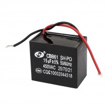 CBB61 15uF AC 450V Rectangle Dual Wire Motor Running Capacitor Black