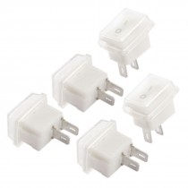 5Pcs AC 250V 3A 2 Pins SPST Mini Rocker Switch w Waterproof Cover