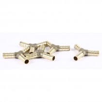 5 Pcs Y Shape 3 Ways 8mm Hose Barb Fitting Adapter Coupler Connector Gold Tone