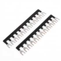 400V 10A 12 Positions Black Pre Insulated Fork Terminal Strip 2 Pieces