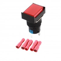 DC24V Red Light Lamp Momentary Pushbutton Switch + 5 x Crimp Connector