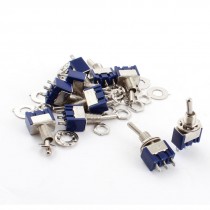 10Pcs AC 125V 6A Rocker Type SPST Latching 3 Terminals Toggle Switch