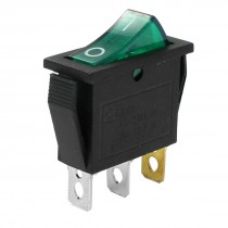 Green Light Illuminated 3 Pins SPST ON/OFF Snap in Boat Rocker Switch