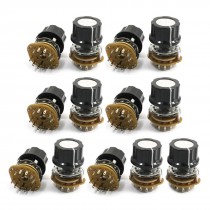 13Pcs 9mm Thread 12 Terminals Panel Mount 2-Pole 5-Position Select Rotary Switch